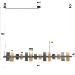 Hanglamp Mixed Glass 14 Lichts