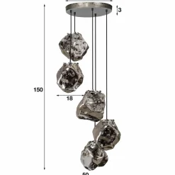 Hanglamp Rocky 5-lichts Getrapt