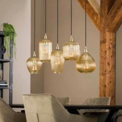 Hanglamp Stripe Glass Mix 5-lichts