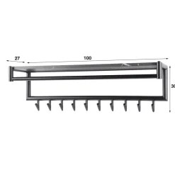 Kapstok 10 haaks roede-hoedenplank