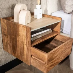 Nachtkastje hangend open vak Nuovo travertin