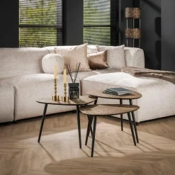 Salontafel driehoekig metallic, set van 3