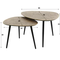 Salontafel Driehoekig Metallic, Set Van 2