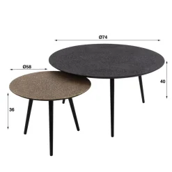 Salontafel Rond Metallic, set van 2