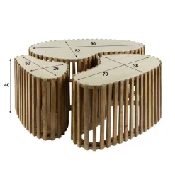 Salontafel set/3 niervorm Nuovo travertin