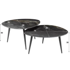 Salontafel set/2 organisch fossil