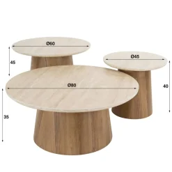 Salontafel set/3 Romano rond