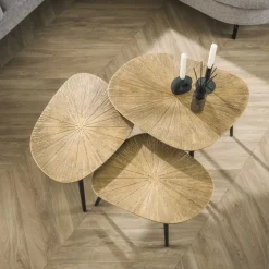 Salontafel set/3 vierhoekig ray metal