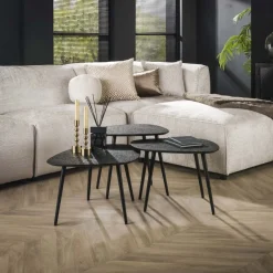 Salontafel vierhoekig metallic, set van 3